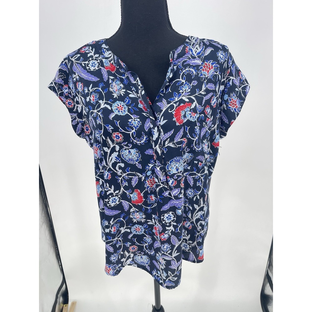 Liz Claiborne Women Tank Top Size‎ PL Navy Floral Coastal NWT Bin11